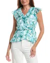 Cece Ruffle Wrap Top In White