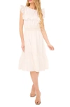 Cece Ruffle Yoke Embroidered Midi Dress In New Ivory