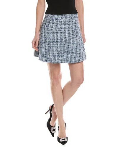 Cece Ruffle Yoke Patch Pocket Mini Skirt In Blue