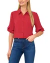 Cece Ruffled Button Up Blouse In Sunset Clay