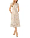 Cece Floral Ruffle Midi Dress In Egret