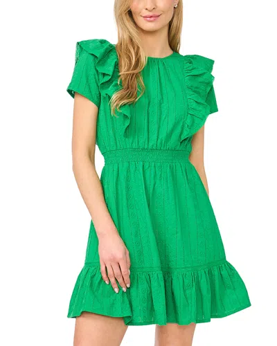 Cece Ruffled Mini Dress In Green