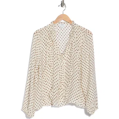 Cece Ruffled Polka Dot Top In Neutral