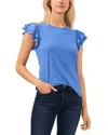 Cece Double Ruffle Knit Top In Blue