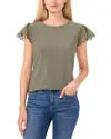 Cece Ruffled Sleeve Top In Clover