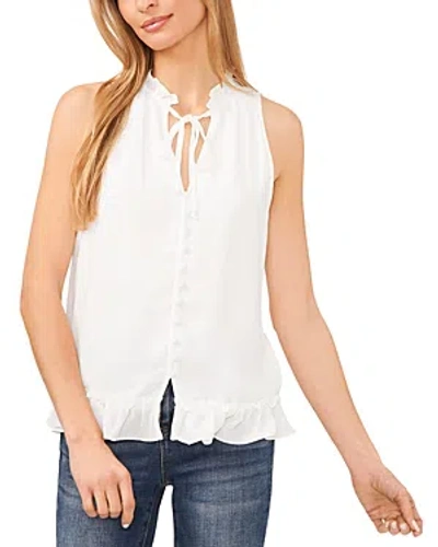 Cece Ruffled Sleeveless Button Front Blouse In New Ivory