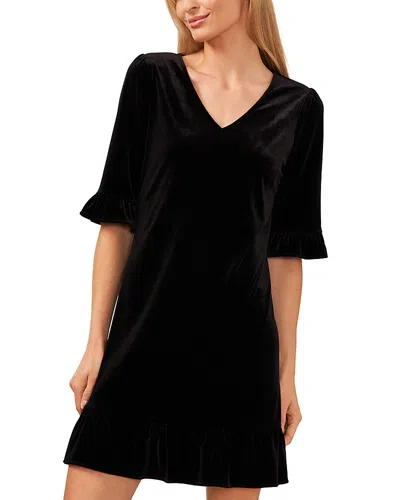 Cece Ruffled Velvet Dress In Black