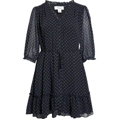 Cece Ruffled V-neck Mini Dress In Rich Black