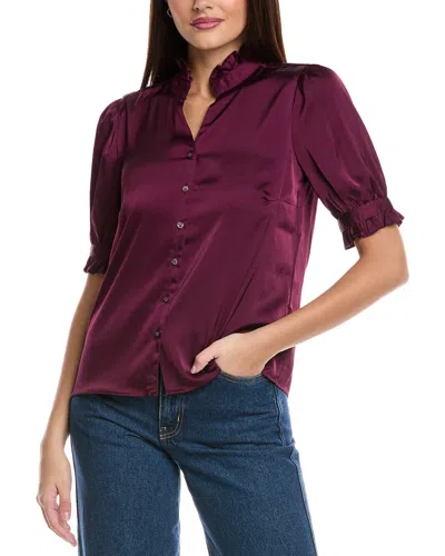 Cece Satin Blouse In Burgundy