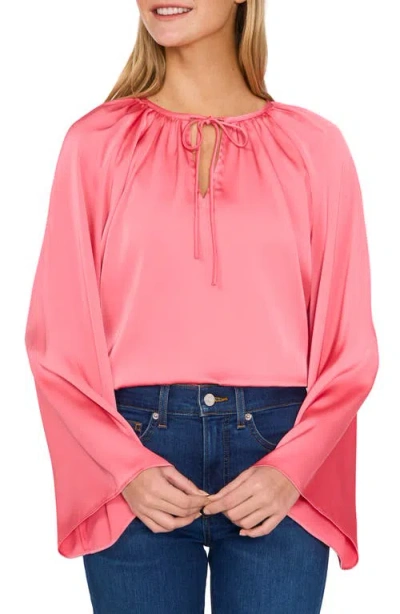 Cece Satin Peasant Top In Confetti Pink