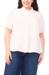 Cece Scallop Collar Button-up Top In White