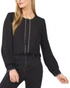 Cece Scallop Detail Button Down Blouse In Black