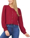 Cece Scallop Detail Button Down Blouse In Red