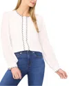 Cece Scallop Detail Button Down Blouse In White