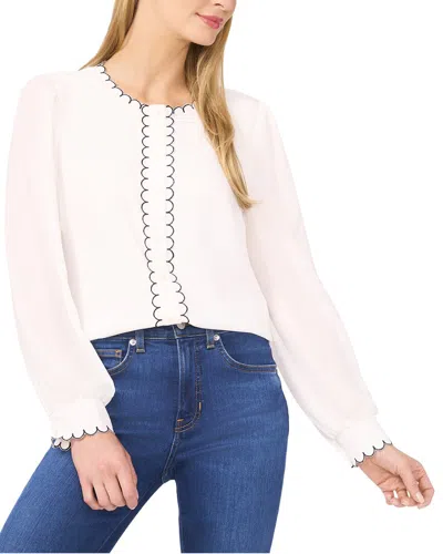 CECE CECE SCALLOP DETAIL BUTTON DOWN BLOUSE