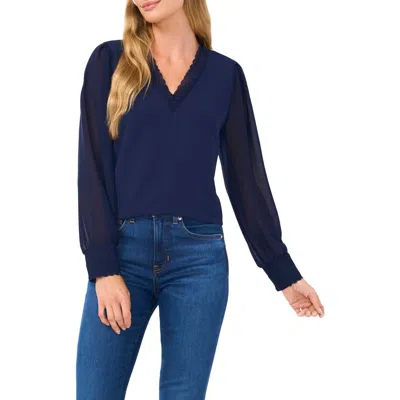 CECE CECE SCALLOP DETAIL GEORGETTE TOP