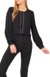 Cece Scallop Detail Button Down Blouse In Black