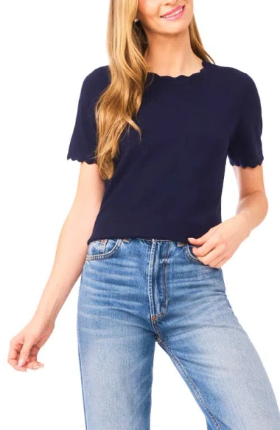 Cece Scallop Neck Sweater In Blue