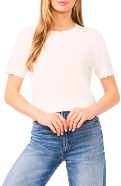 Cece Scallop Neck Sweater In White