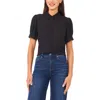 Cece Scallop Short Sleeve Top In Black
