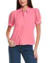 Cece Scalloped Button Front Blouse In Pink