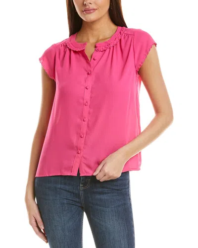 Cece Scallop Trim Blouse In Pink