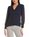 Cece Scallop Trim Blouse In Blue