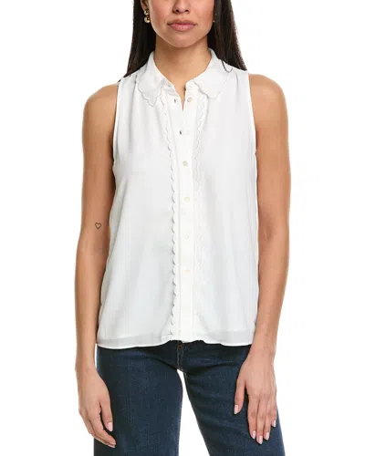 Cece Scallop Trim Blouse In White