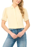 Cece Scallop Contrast Trim Button Down In Animal Print