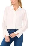 Cece Long Sleeved Scalloped Trim Blouse In New Ivory