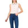Cece Scallop Trim Sleeveless Button-up Shirt In White
