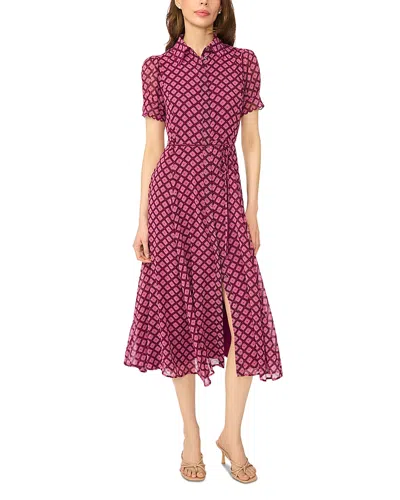 Cece Scallop Trim Tie Waist Dress In Purple