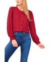 Cece Scallop Detail Front Button Top In Red
