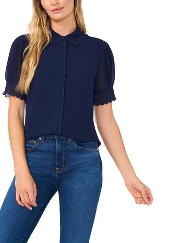 CECE CECE SCALLOPED BUTTON FRONT BLOUSE