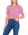 Cece Scalloped Button Front Blouse In Pink