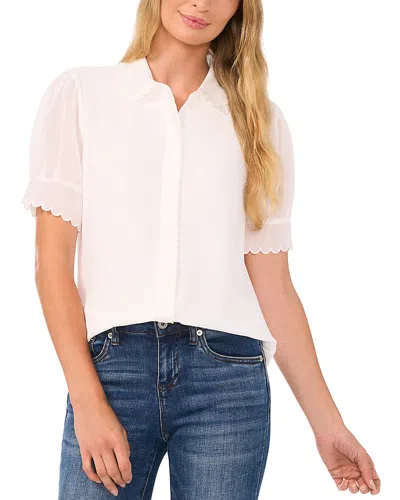 CECE CECE SCALLOPED BUTTON FRONT BLOUSE