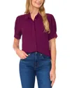 Cece Women's Scalloped Puff-sleeve Button-front Blouse In Pickled Beet