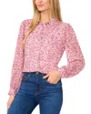 Cece Women's Floral-print Long-sleeve Blouse In Sugar Cane