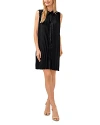Shop Cece Scalloped Pleated Mini Dress In Rich Black