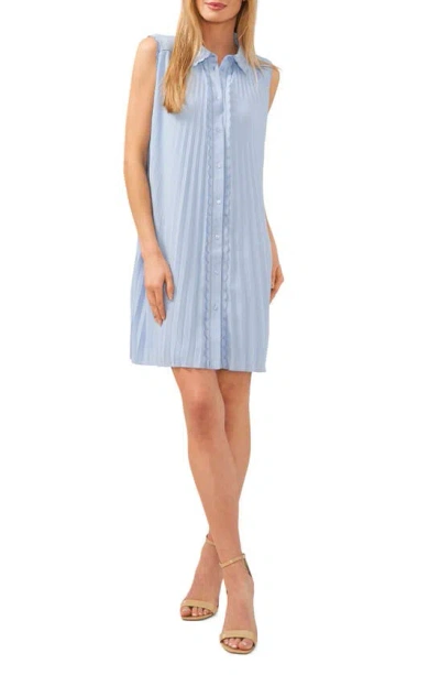 Cece Scalloped Pleated Shirtdress In Blue Air