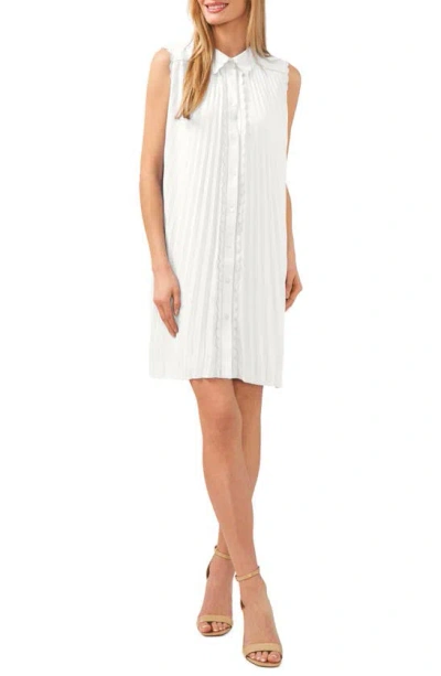 Cece Scalloped Pleated Shirtdress In New Ivory