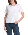 Cece Scalloped Shirt In White