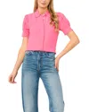 Cece Scalloped Button Front Blouse In Pink