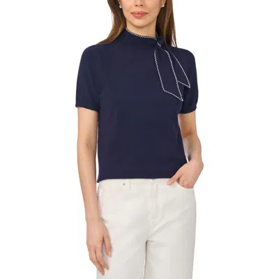 Cece Scarf Tie Sweater In Blue
