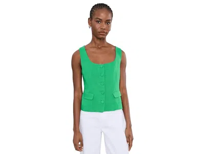 Cece Scoop Neck Button-down Vest Women's Clothing Vibrant Kelly: 2 In Green