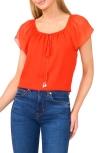 Cece Scoop Neck Flutter Sleeve Top