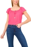 Cece Scoop Neck Flutter Sleeve Top