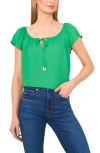 Cece Scoop Neck Flutter Sleeve Top