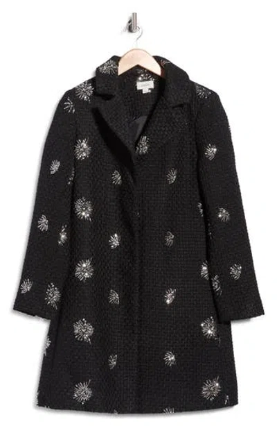 Cece Sequin Embellished Coat In Black