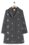 Cece Sequin-embellished Wool-blend Coat In Gray